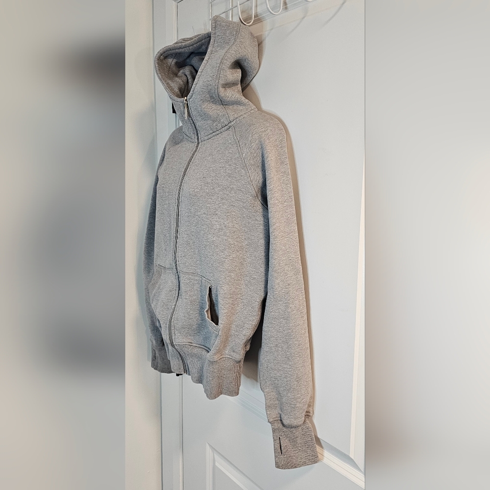 [One Tooth] Heavy Heather Grey Fleece Cotton Hoodie Zip Up Women Large